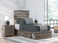 Graystorm Twin Panel Bed with Storage with Mirrored Dresser