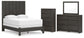Queen Panel Bed with Mirrored Dresser and Chest