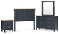 Landocken Full Panel Headboard with Mirrored Dresser and Nightstand