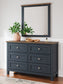 Landocken Twin Panel Headboard with Mirrored Dresser