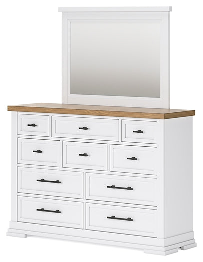 Ashbryn King Panel Storage Bed with Mirrored Dresser and Chest