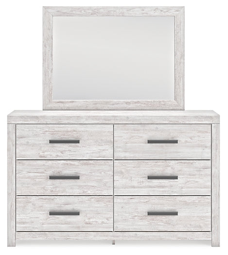 Cayboni Queen Panel Bed with Mirrored Dresser and Chest