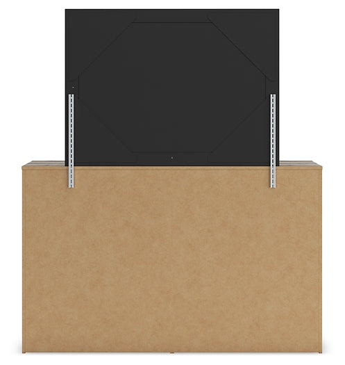 Graystorm Queen Panel Bed with Mirrored Dresser and Chest