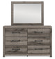 Graystorm Full Panel Bed with Storage with Mirrored Dresser and Chest