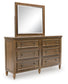 Sturlayne Queen Upholstered Panel Bed, Dresser, Mirror and Nightstand