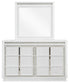 Chalanna King Upholstered Storage Bed with Mirrored Dresser and Nightstand