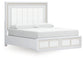 Chalanna King Upholstered Storage Bed with Mirrored Dresser and Nightstand