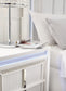 Chalanna King Upholstered Storage Bed with Mirrored Dresser and Nightstand