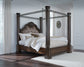Maylee King Canopy Bed with Mirrored Dresser