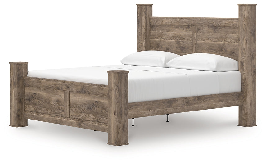 Rusticott California King Poster Bed with Mirrored Dresser