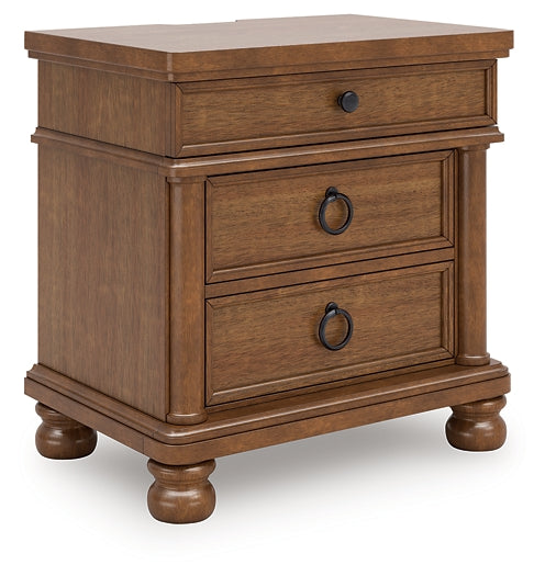 Rowlenstown Queen Poster Bed with Mirrored Dresser and Nightstand