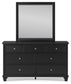 Lanolee Twin Panel Bed with Mirrored Dresser, Chest and Nightstand
