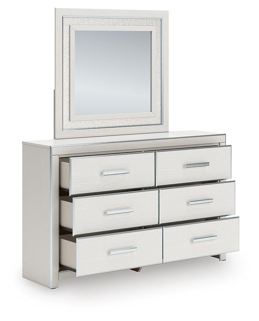 Zuraleus Queen Upholstered Panel Platform Storage Bed, Dresser, Mirror and Nightstand