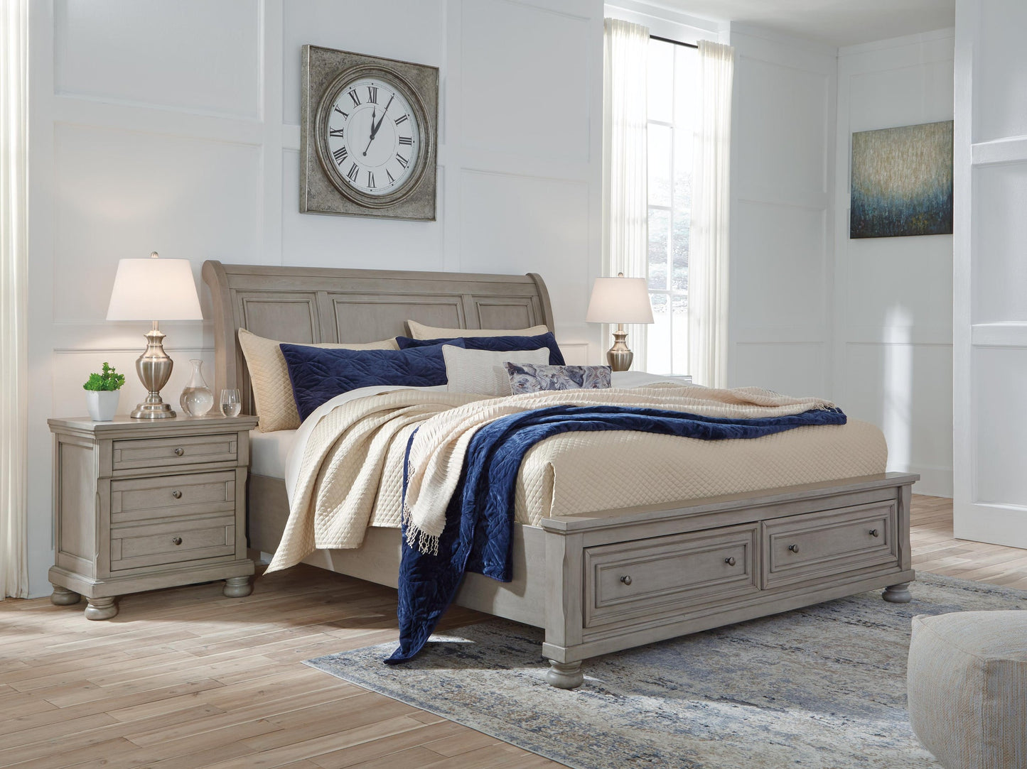 Ashley Express - Lettner Queen Sleigh Bed with 2 Storage Drawers
