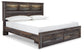 Drystan Queen Bookcase Bed with 2 Storage Drawers with Mirrored Dresser and 2 Nightstands