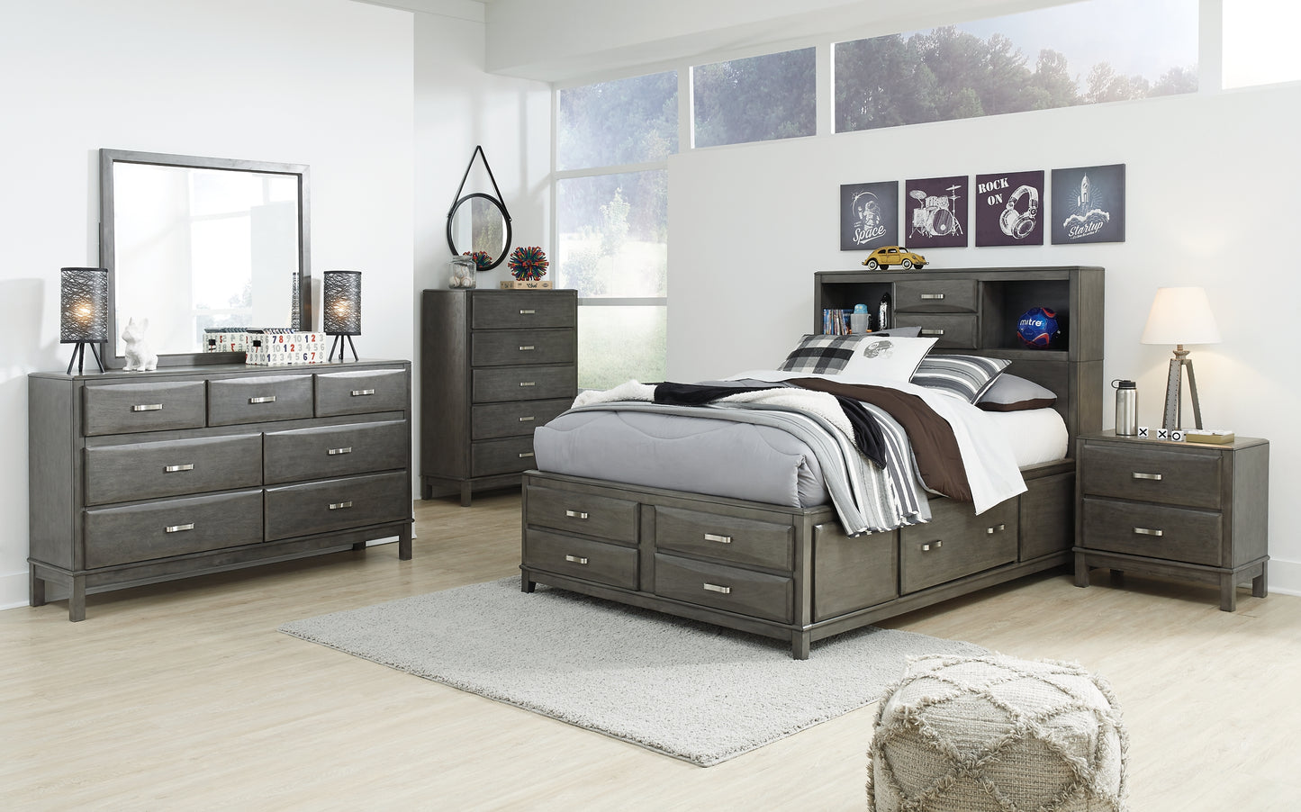 Caitbrook  Storage Bed With 8 Storage Drawers With Dresser
